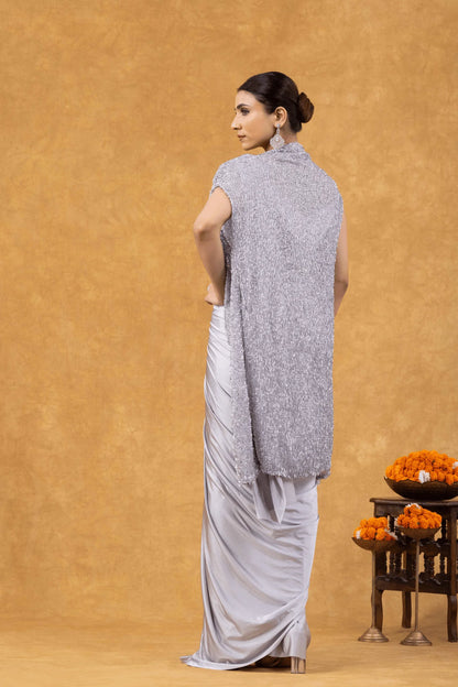 buy silver saree uk online