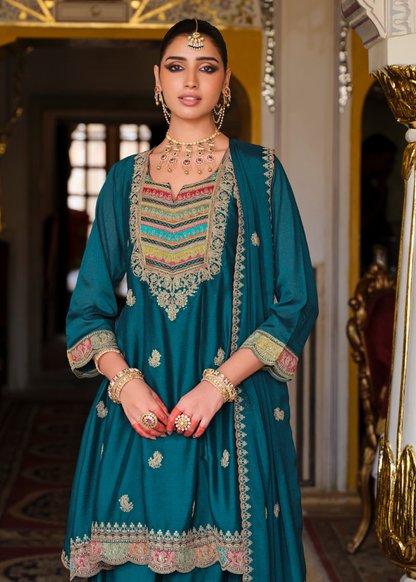 turquoise indian wedding suit