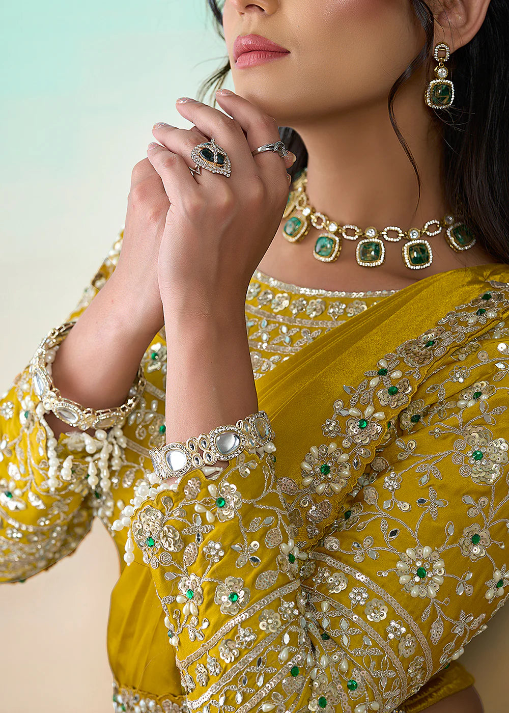 bridesmaid yellow saree usa buy
