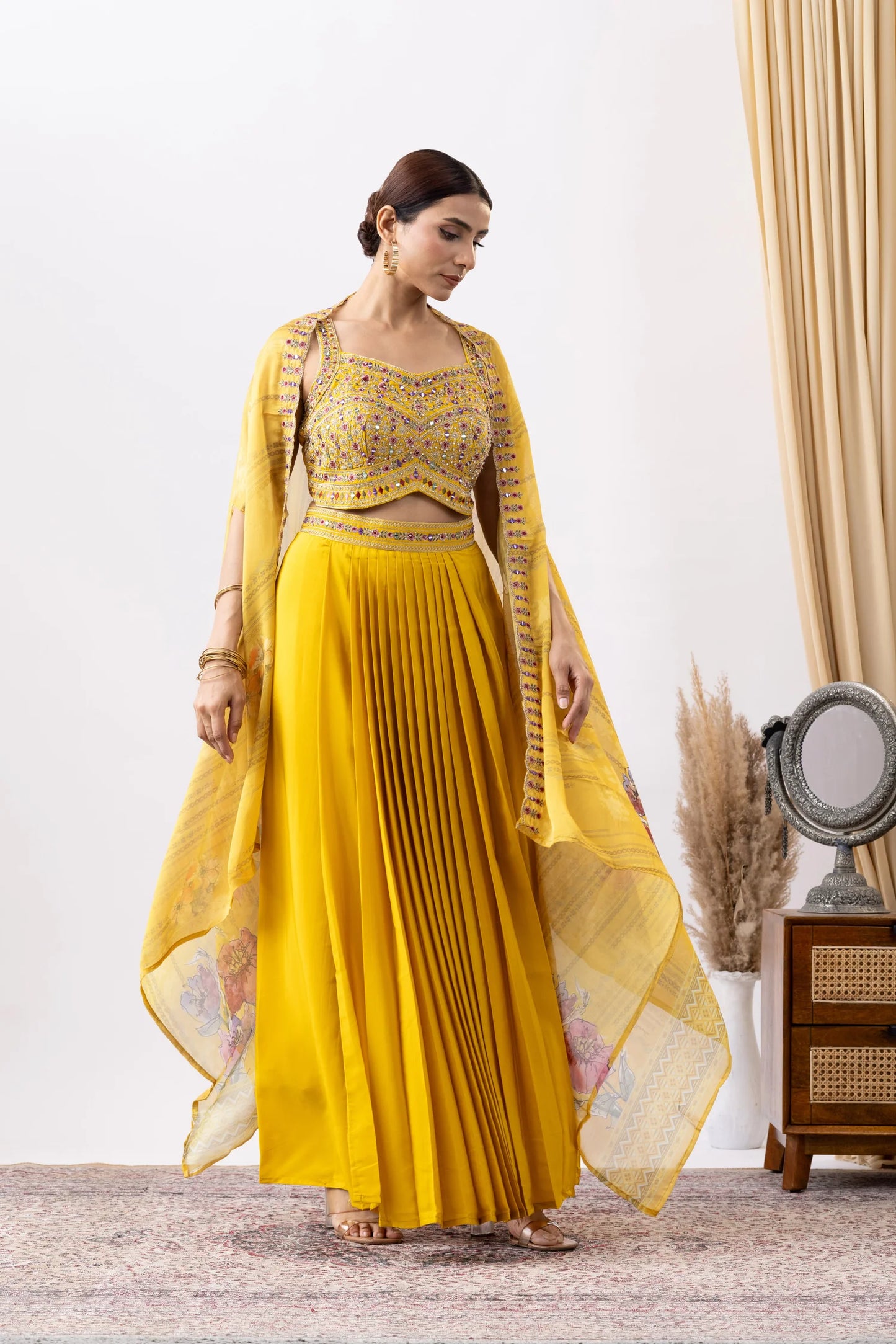 shop embroidered cape outfit usa party wear ethnic outfit